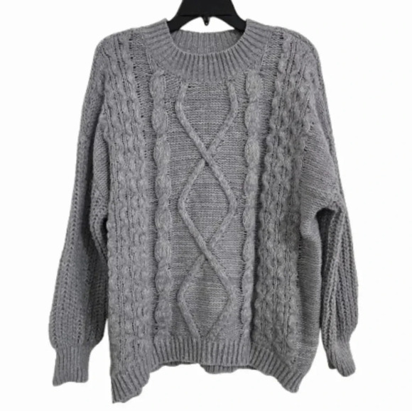 SO Goods For Life Knitted Sweater Gray Women's Medium Fall Winter Warm Boho - Picture 1 of 13